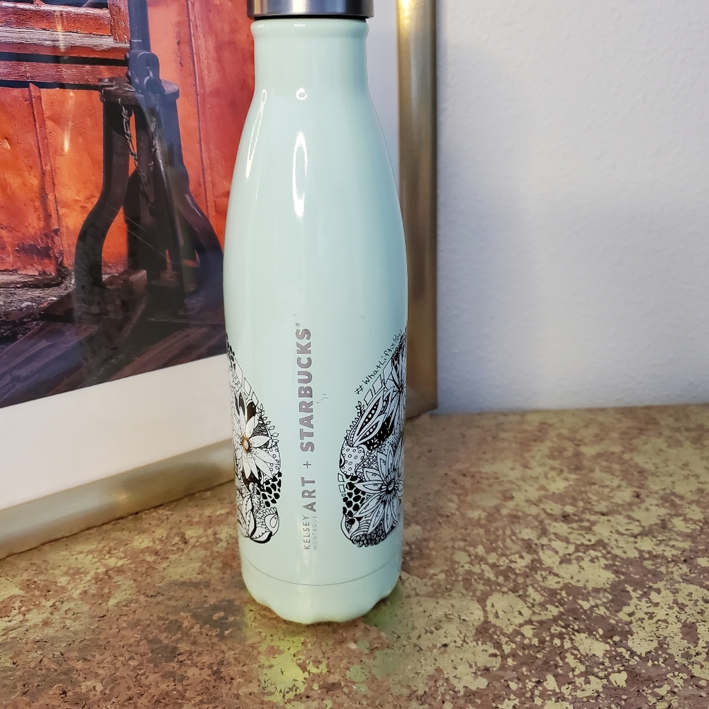 Starbucks S’well Kelsey Montague Mermaid Green Stainless Steel Water Bottle